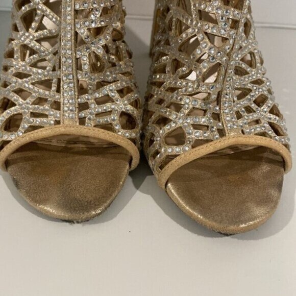 Taxi Savannah Gold Cage Strap Shoes SZ 37 - Picture 8 of 13